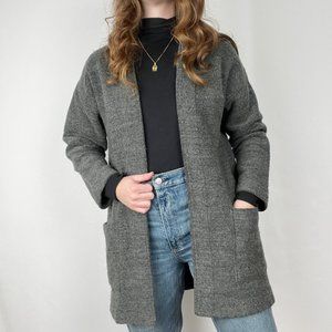 Vintage French Oversized Wool Knit Cardigan Sweater Long Jacket Coat Minimalist